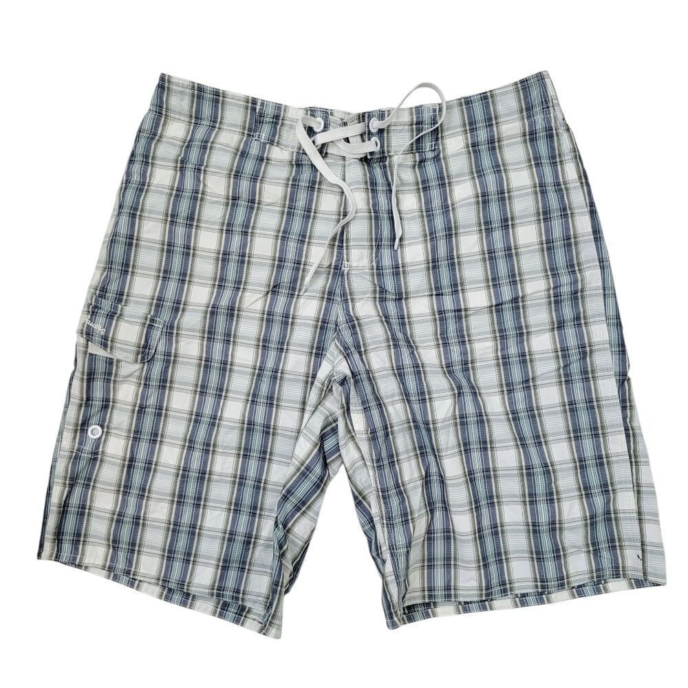 2/$20 Eddie Bauer Blue & White Plaid Pattern Swimmer Pants Size: M